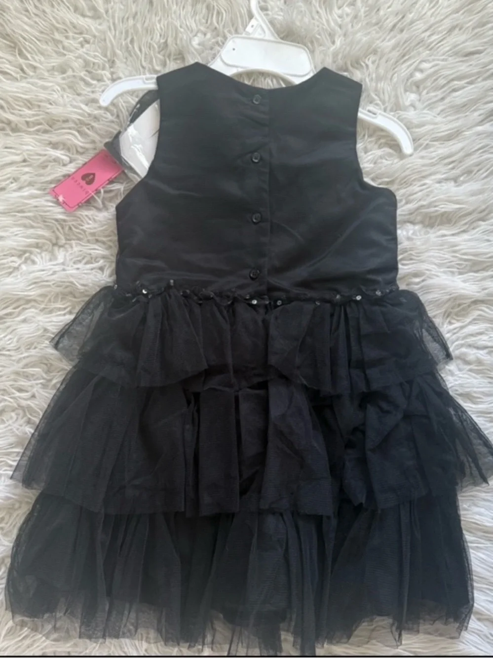 NWT Girl’s Black Tiered Tulle Dress with Bow Hair Clip